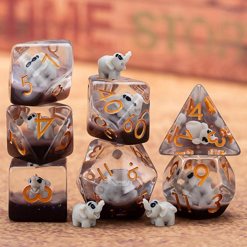 weyano Resin D&D Dice Set, Elephant Animal Polyhedral Dice for Dungeons and Dragons, RPG, MTG DND 7-DIE (D4, D6, D8, D10, D12, D20, D%) for Ages 15 and Up - Image 5